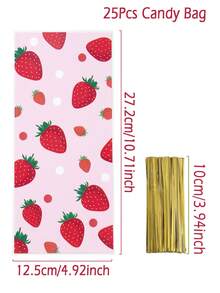 100个草莓礼品袋，甜草莓糖果袋，草莓生日派对礼品包装袋，草莓主题派对餐桌装饰，婚礼装饰糖果袋，婴儿派对装饰，性别揭晓派对装饰，新娘送礼会装饰，派对回礼包装用品，草莓装饰品，烘焙袋，生日礼物，派对回礼 - 草莓 - 查看 13
