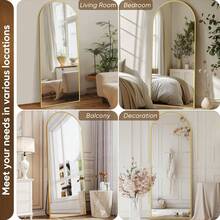 Full Length Mirror, 57"X19" Arch Floor Mirror, Floor Standing Mirror Freestanding Arch Full Body Mirror With Stand For Bedroom, Hanging Mounted Mirror For Living Room Cloakroom Home Decor Back To School Room Decor School Supplies - Vàng - Xem 5