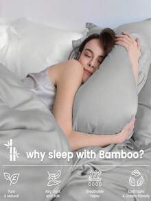 2200 Thread Count Cooling Sheets Queen-King Sheets By Bamboo, Genuine Organic Viscose Derived From Bamboo Bed Sheet Set, Soft & Cooling, Double Stitching, Quality Promise | Genuine Organic, Viscose Derived From Bamboo, Double Stitching,Durable Daily Use Bedding - 淺灰色 - 查看 2