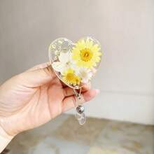 心形干花伸缩式证件夹，旋转鳄鱼夹，适用于医生、护士、工作证件 - 彩色 - 查看 8