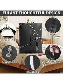 1个16升可重复使用真空收纳袋，单向阀设计，无需真空泵，适用于衣物、行李箱、背包和随身行李，旅行真空密封袋，适合旅行和商务出行，旅行箱包，旅行配件，行李收纳袋，行李打包，行李收纳袋，旅行箱包，收纳袋 - A - 查看 3