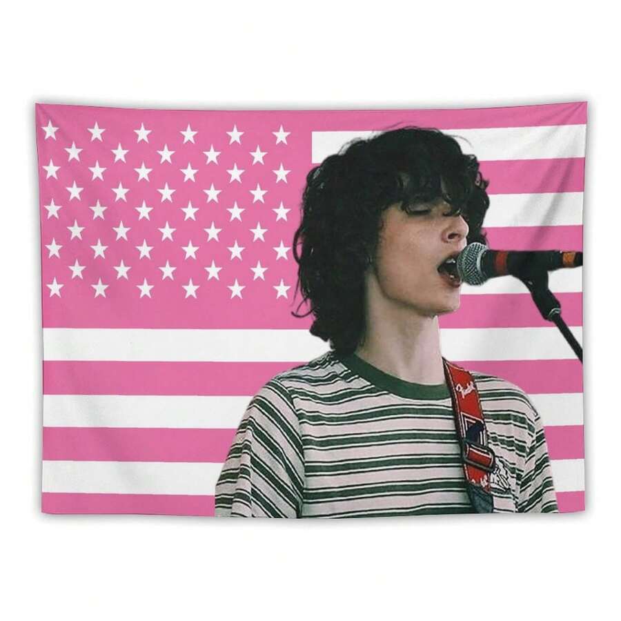 Mike Finn Wolfhard Celebrity Tapestry Thing Pink American Flag Print Stranger - Dorm Room Essential Wall Hanging For Bedroom & Living Room Decor - Nhiều màu - Xem 1