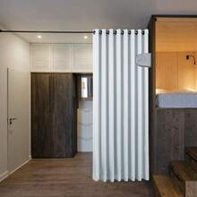 Patio Door Curtain Sound Blocking, Bedroom Privacy Room Divider Curtain Screen Partitions, Thermal Insulated Blackout Closet Sliding Door Curtain (1 Panel, 8.3ft Wide By 7ft Long, Gray) - 雲灰色 - 查看 5