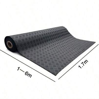 Industrial-Grade Rubber Flooring Mat For Garages, Featuring A Large Diamond Checker Pattern In Black, Measuring 1.7 Meters Wide And 4Mm Thick (1.7M X 2M).