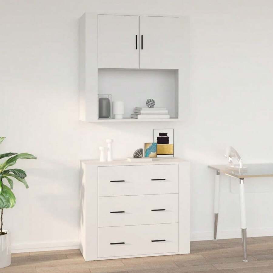 vidaXL Armário mural branco 80x33x80 cm Bois d'ingénierie - Branco - Ver 1