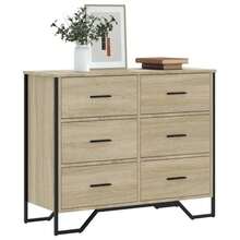 Commode VidaXL en chêne Sonoma 91 x 35,5 x 74,5 cm, fabriquée en bois d'ingénierie - Tabac - Voir 1