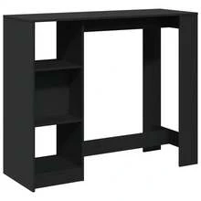 Table de bar vidaXL avec étagère noire 124 x 46 x 103,5 cm, structure en bois. - Noir - Voir 2