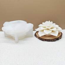 3D花朵硅胶蜡烛模具，大型莲花香薰蜡烛模具，树脂模具，石膏模具，浇铸模具 - 白色 - 查看 3