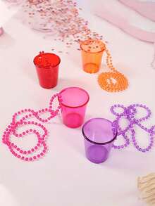 10pcs Color Changing Pink Bead Plastic Mini Cups, Suitable For Beaded Necklace, Durable Plastic, Reusable, Icebreaker & Gift Idea For Singles Party, Bridal Shower, Valentine's Day - Adult Use - Multicolor - View 4