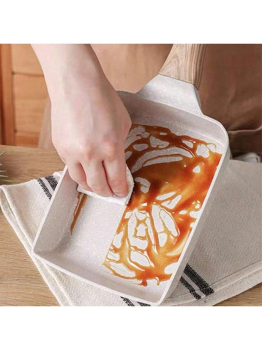 Japanese Non-Stick Frying Pan, Tamagoyaki Pan, Daily-Use Steak Pan, Multifunctional Egg Pan, Breakfast Omelette Pan, Rectangular Shatter-Resistant Pan For All Stoves. - 杏色 - 查看 1