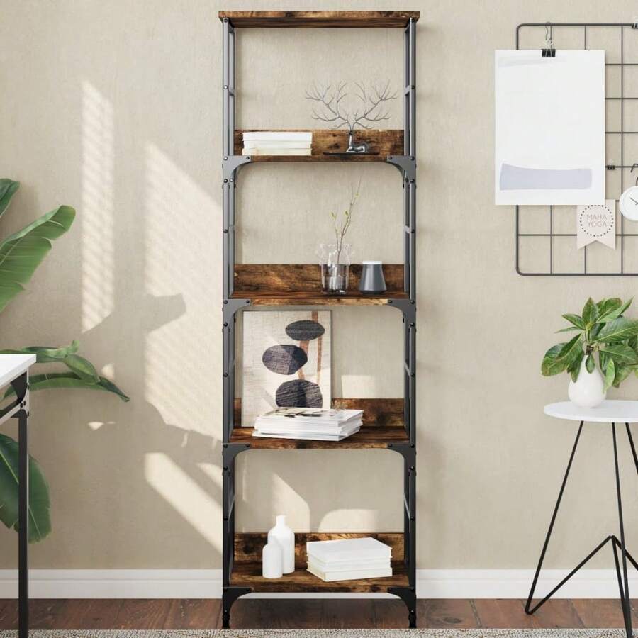 vidaXL Biblioteca chêne fumé 50x33x153 cm ingeniería de la madera - Marrón - Ver 1