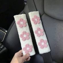 Soft Car Seat Belt Cover Fresh Flower Design 1 Or 2 Pcs Optional Shoulder Protection