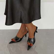 女士黑色高跟鞋，2026夏季新款时尚通勤度假沙滩高跟鞋，夏季凉鞋 - 黑色 - 查看 2