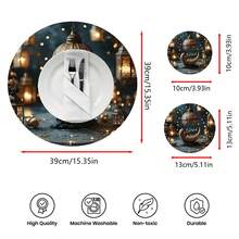 2pcs/4pcs/6pcs Silica Gel Placemat With Moon And Islamic Lantern Pattern, Islamic Festival Gift, Arabic Style Festival Decor, Suitable For Dining Table, Coffee Bar, All Season Decoration, Washable Placemats, Room Decor, Coasters, Drain Mats, Kitchen Dining Table Mats, Indoor Outdoor Party Decor, Home Decor, Ideal Gift - Multicolor - View 8