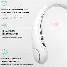 Ventilador De Cuello Mini Recargable Enfriador De Aire PortáTil Sin Aspas Con 3 Velocidades Abanico De Alto Flujo Recargable Usb Colgante Abanico Liviano DiseñO Elegante Y ErgonóMico Diadema, Ventilador De Cuello, Resistente, Ligero Y Perfecto Para Viajar, Velocidad Del Viento De Tres Velocidades, DiseñO Sin Aspas, Viento Circundante De 360 Grados, Adecuado Para Uso En Interiores Y Exteriores. Es Un Ventilador Ideal Para El Hogar, La Oficina Y El Fitness. Tiene Una BateríA De Larga DuracióN Y Se Puede Utilizar En Interiores Y Exteriores. Es Un Buen Regalo Para Las Vacaciones. - Blanco - Ver 5