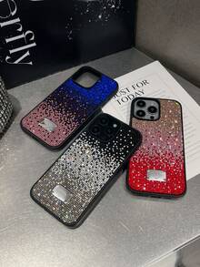 Black Rhinestone Sequin Shiny Soft Touch Comfortable 1pc Full Coverage Phone Case Compatible With Iphone 16 Party Gift Encrusted - Black - View 7