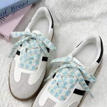 1双心形印花时尚鞋带，耐用涤纶材质，适用于帆布鞋和运动鞋，个性化鞋带和鞋子装饰，适合作为礼物和生日派对用品 - 彩色 - 查看 3