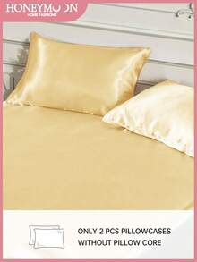 1pair Premium Silky Satin Envelope Pillowcases Set, 2 PCS/Pair Pillowcases, Soft Breatheable Wrink-Free Better For Hair Skin Sleep, Pillow Covers Without Filling, Machine Washable, Oeko-Tex Certified, Gold - Gold - View 2