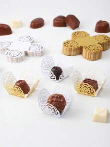 5pcs Chocolate Candy Lace Paper Box Set, Elegant Dessert Cup, Mother's Day Packaging Box, Candy Box, Chocolate Packaging Box, Party Favors, Birthday Decor, Wedding Decor, Party Supplies, Anniversary, Baking Tools, Home Kitchen - Multicolor - View 2