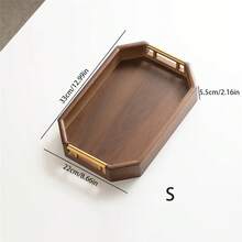 1pc Bamboo Wood Tray, For Holding Desserts, Cookies, Cakes, Suitable For Daily Gatherings - Octagonal Walnut Metal Tray With Handles - View 2
