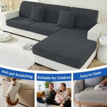 YSTYLE 1 Piece Solid Color Sofa Cover, Modern Stretch Polyester Universal Non-Slip Washable Soft Stain Resistant Sofa Cushion Covers For Living Room - Dark Grey - View 10