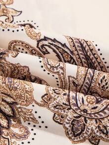 abyoxi 女士杏色长袖V领单排扣A字摆长连衣裙，复古优雅，适合节日、正式晚宴，春夏长款连衣裙 - 杏色 - 查看 8