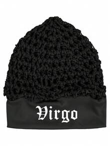 1件星座印花弹力发网帽,睡眠帽,发套,长直/卷假发头部保护罩,黑色网眼编织波浪厨师帽,发髻蓬松提升带,女士针织芭蕾舞帽 - 黑色 - 查看 12