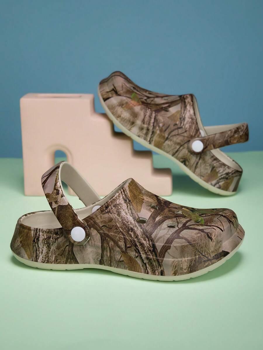 Unisex Breathable Clogs, Shock Absorbing, Non-Slip, Quiet, Versatile For Indoor/Outdoor Wear, All Season - Khaki - View 1
