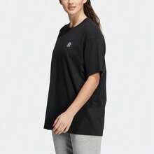 Adidas Solid Color Logo Loose Round Neck Short Sleeve T-Shirt Black Tops Men - Nhiều màu - Xem 2