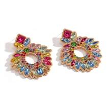 2PCS Vintage Court Style Elegant Colorful Hollow Flower Women's Earrings Suitable For Women's Weddings, Banquets, And Parties - 黑色 - 查看 2