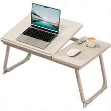 Mesa de sofá para portátil con portavasos,Mesa de Noche Plegable, Mesa portátil para portátil y Ranura de inclinación Ajustable en 5 Niveles para Comer, entretenerse, estudiar y Trabajar - por defecto - Ver 8