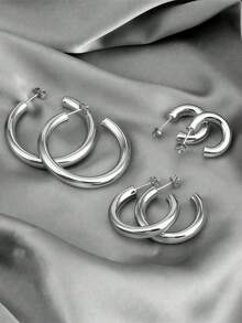 3对14K镀金女士耳环套装（15毫米/18毫米/20毫米），精致C形环耳环/时尚简约女士耳环套装，情人节女士礼物，防过敏首饰，优雅高贵 - 彩色 - 查看 10