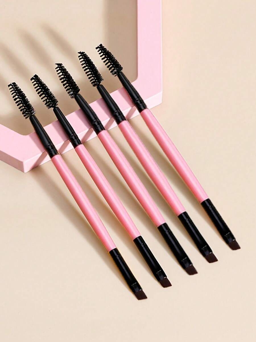 5/1 pieza Cepillo de cejas, Cepillo de pestañas, Doble cabeza, Cepillo de cejas angulado profesional y peine de pestañas, Cepillo de delineador, Varitas de rímel, Brochas de maquillaje y aplicadores para extensiones de pestañas y cejas, Herramientas de maquillaje para llevar fácilmente, Regalos