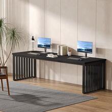 LITTLE TREE 180 Cm Computer Desk, Desk With Heavy Duty Metal Frame, Workstation Study Desk For Home Office, Brown (Without Chair) - Black - View 4