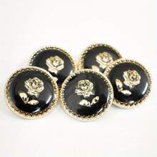 5 Pieces Fresh Style Exquisite Rose Flower Oil Drop Button Women's Shirt Sweater Dress Decorative Button 0.83inch - Black - View 10