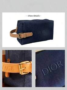 Dior Limited Edition Canvas Cosmetic Bag - Large Toiletry Bag, Luxury Christmas And Holiday Gift - Royal Blue - View 8