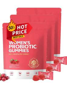 Women's Probiotic Gummies – Feminine Balance & Vaginal Flora Support | With Cranberry, Vitamin C & 100 Billion CFU Probiotic Blend | PH & Digestive Wellness | 60 Vegan Gummies | Non-GMO & Gluten-Free - 3PC - 查看 5