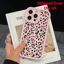 Fashion Leopard-Heart Pattern Phone Case, Cute Phone Protective Cover, Phone Accessory Compatible With IPhone 11 12 13 14 15 16 Pro Max - Pink - View 4