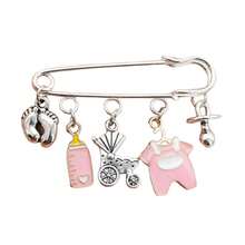 1件套时尚婴儿推车、奶瓶、衣服、安抚奶嘴、脚印主题胸针首饰，母亲节礼物 - 胸針 - 查看 1