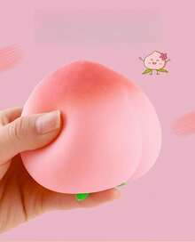 1 Piece Cute Peach-Shaped Decorative Squishy Toy - Soft Gradient Pink Silhouette With Tiny Green Leaf Accents,Stress Relief Simulation Peach Squeeze Toy Big Peach Squeeze Fun Q Soft Slow Rebound Stress Relief Toy Playful Sweet Style Decorative Piece, Ideal For Desk Display, Room Styling Or Playful Tabletop Accent, - 粉色 - 查看 4
