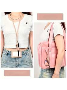 1pc Portable Pen Clip Keychain, Compact Leather Pen Holder With Keyring - Multicolor - View 8