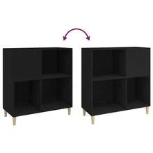 vidaXL Armário de discos 84,5x38x89 cm engenharia madeira preto - Preto - Ver 7