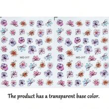 Purple Golden Flower Nail Stickers - 3D Embossed Purple Floral Nail Art - Golden Foil Dried Flower Leaf Spring Summer Nail Decals - Easy To Apply - Suitable For Nail Design - Multicolor - View 14