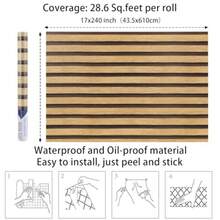 CYPNArthome 44x600CM Papel de Contacto Pelar y Pegar Papel Pintado Rejilla de Madera Vintage Autoadhesivo Rollo de Vinilo de Pared Extraíble para Armarios Estantes de Escritorio de EncimeraFashion - 225238837 - Ver 8