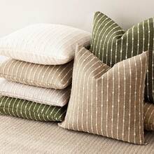 1件橄榄绿（不含填充物）提花绒面装饰枕套，舒适现代条纹纹理靠垫套，适用于沙发、卧室、客厅、展厅，四季皆宜。 - 橄欖綠 - 查看 8