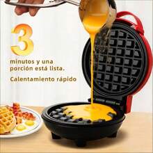 Waflera Eléctrica Redonda Antiadherente Para Mini Waffles - Rojo - Ver 1