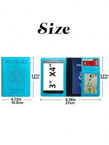 Functional PU Leather Passport Holder For Women And Men, Travel Wallet Cover With Card Storage For Weekend Trips And Gifts - 藍色 - 查看 7
