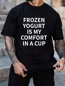 100% Cotton Frozen Yogurt Apparel - Funny Novelty Yogurts Lover Design T-Shirt Women's Men's Black Vacation Crew Neck Short Sleeve Classic Fit Holiday T-Shirt Summer Tee - Noir - Voir 1