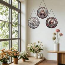 Enchanted Fairy Garden Hanging Decor-Celtic Goddess Sculpture With FlowerWreath & Wings- Indoor Outdoor Wall ArtDecoration - Best Gift For Home Decor Lovers - Multicolor - View 3