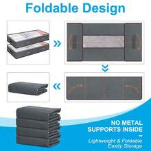 无纺布软布收纳袋，无钢架毛毯收纳袋，床底收纳袋，衣物毛毯收纳袋，大容量移动收纳箱，适用于卧室收纳 - 灰色 - 查看 3